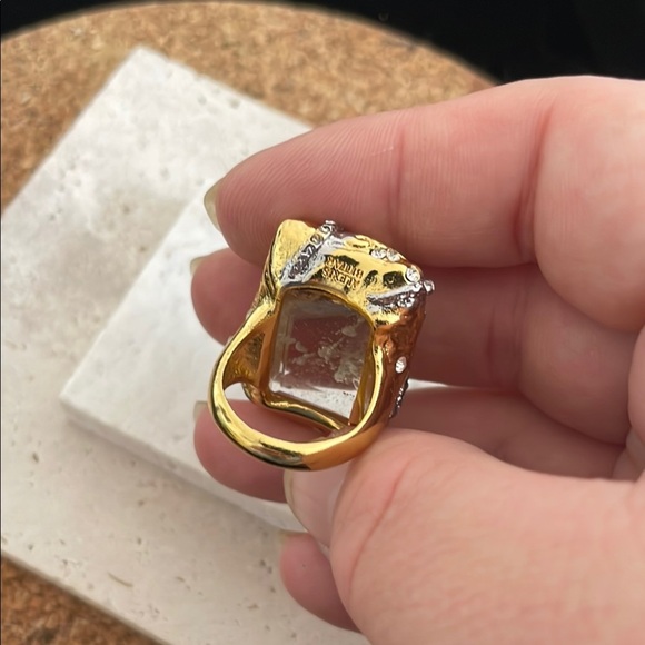 Alexis Bittar Gold and Silver Statement Ring with Crystal Accent - Picture 2 of 6